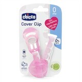 Chicco, lint met clip en fopspeenhouder, roze, 1 stuk