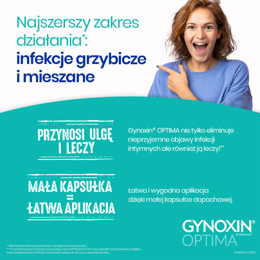 Gynoxin Optima 200 mg, 3 capsule molli vaginali