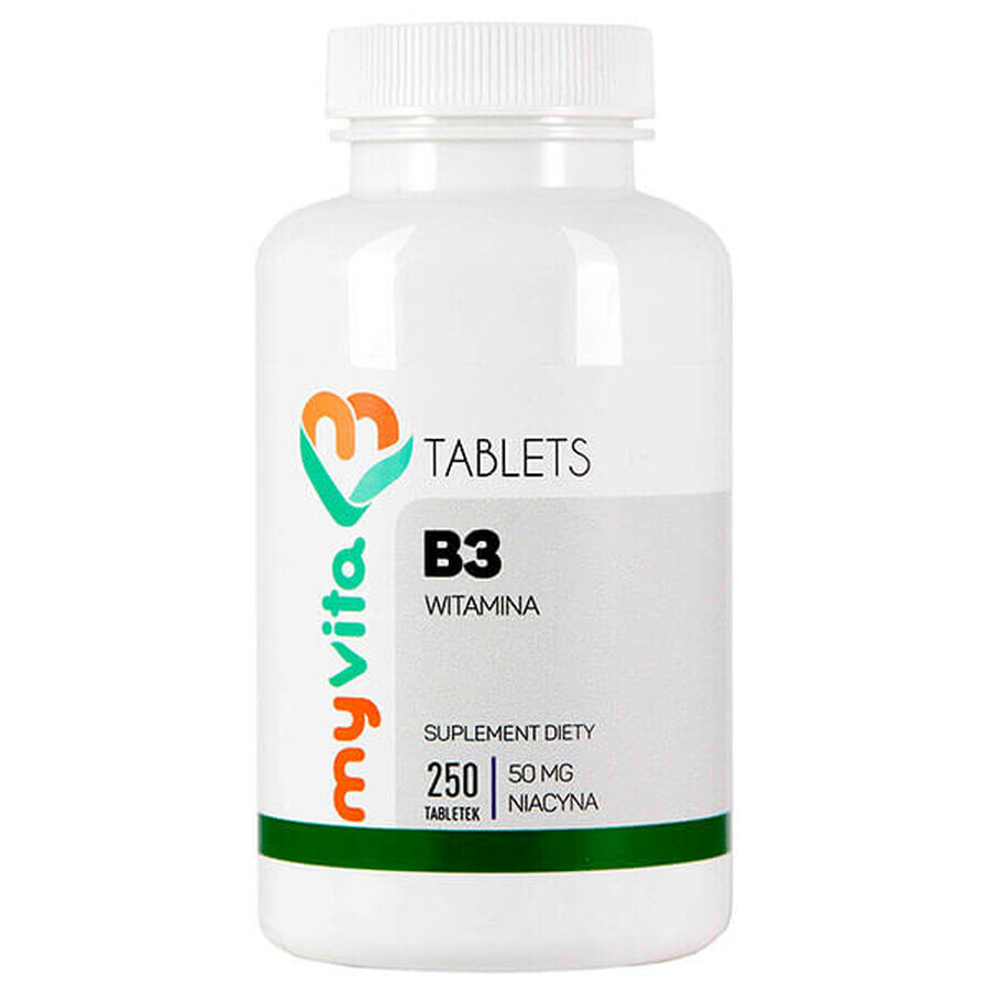 MyVita Vitamine B3, niacine 50 mg, 250 tabletten