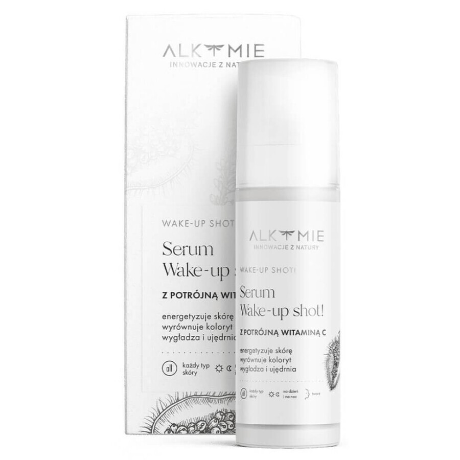 Alkmie Snow White Wake-up shot, gezichtsserum met drievoudige vitamine C, 30 ml