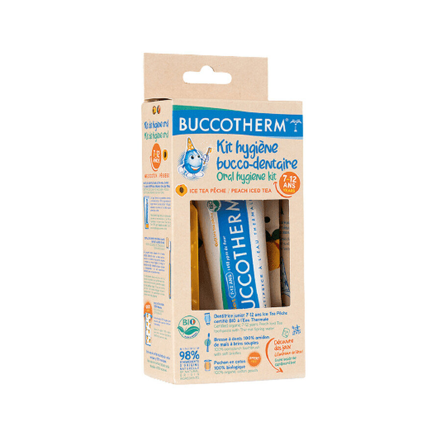 Kit igiene orale per bambini 7-12 anni (contiene dentifricio, spazzolino e sacchetto di cotone), 50 ml, Buccotherm