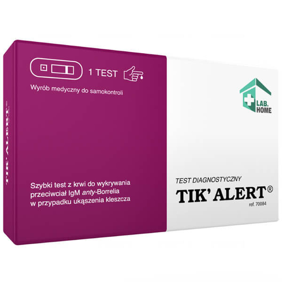 LabHome Tik'Alert, Lyme Disease Blood Test for Anti-Borrelia IgM Antibodies in a Tick Bite, 1pc