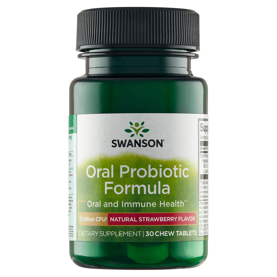 Swanson Oral Probiotic Formula, aromă de căpșuni, 30 pastile