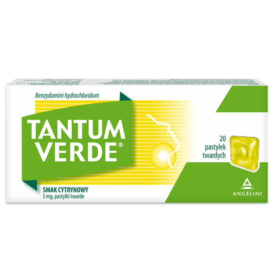 Tantum Verde 3 mg, citroensmaak, 20 harde zuigtabletten