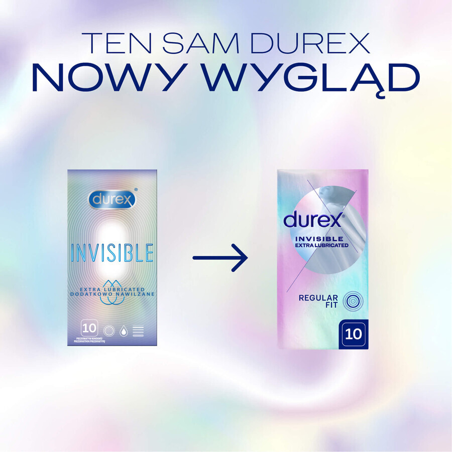 Durex Invisible, préservatifs extra humidifiés, super fins, 10 pièces