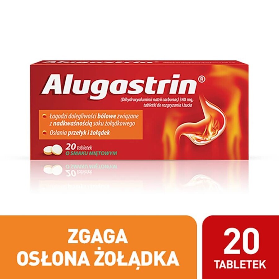 Alugastrin 340 mg, muntsmaak, 20 kauwtabletten