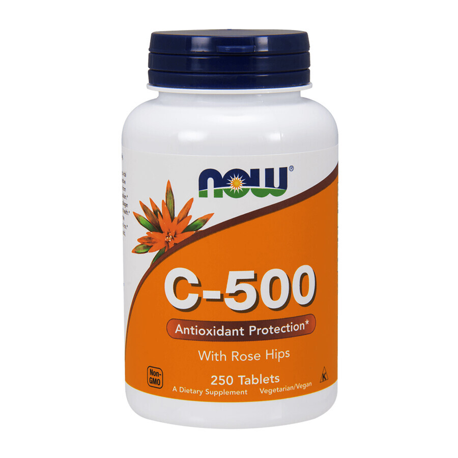 Now Foods C-500, vitamine C + cynorrhodon, 250 comprimés