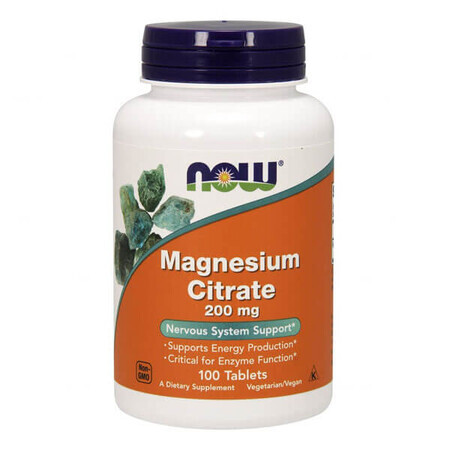 Now Foods, Citrate de magnésium 200 mg, 100 comprimés