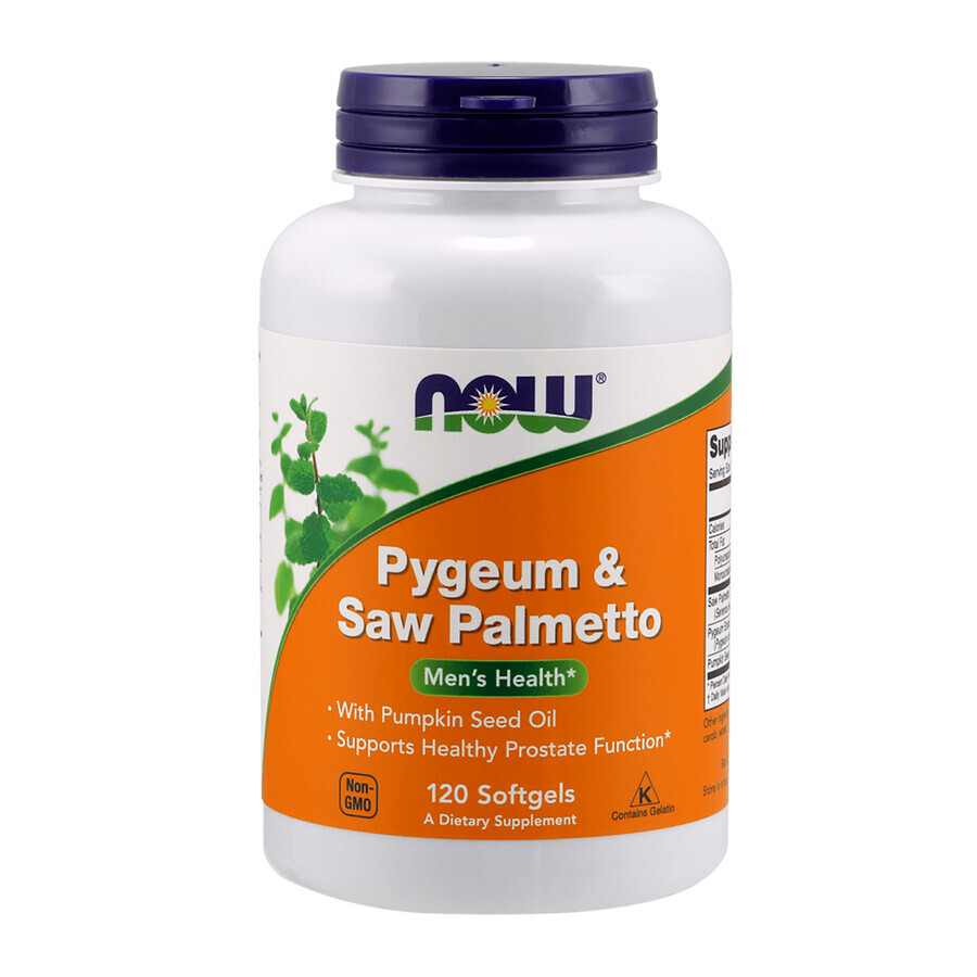 Now Foods Pygeum Saw Palmetto, 120 cápsulas