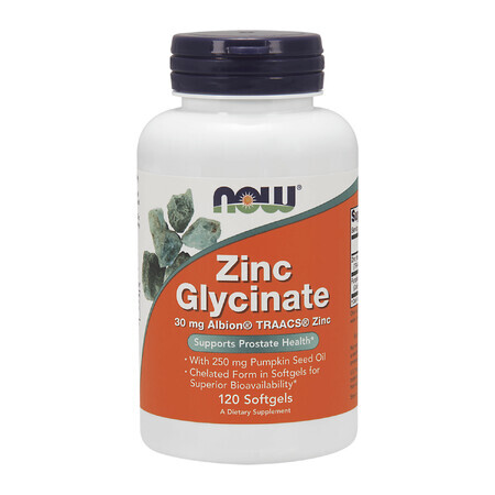 Now Foods Zinc Glycinate, zinc + huile de graines de citrouille, 120 gélules