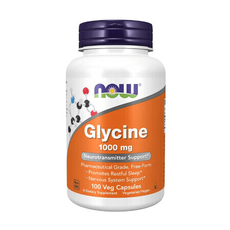 Now Foods Glycine 1000 mg, glycine, 100 vegetarische capsules