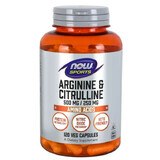 Now Foods Arginine &amp; Citrulline, L-arginine en citrulline, 120 capsules 