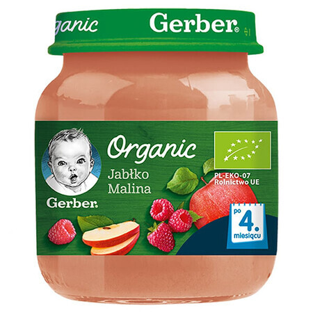 Gerber Organic, Dessert, appel framboos, na 4 maanden, 125 g