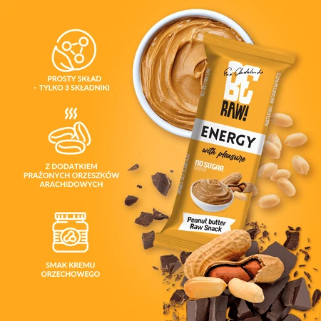BeRAW! Energy Raw Snack, energy bar, hazelnut cream, 40 g