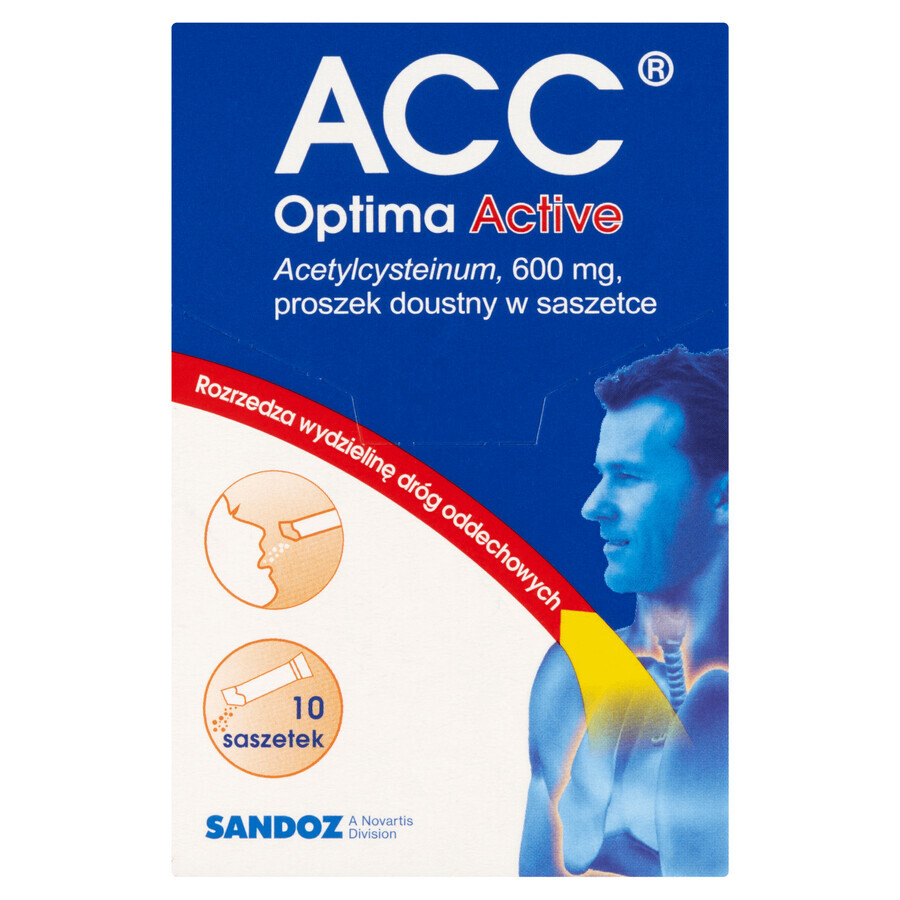 ACC Optima Active 600 mg, poeder voor oraal gebruik, 10 sachets