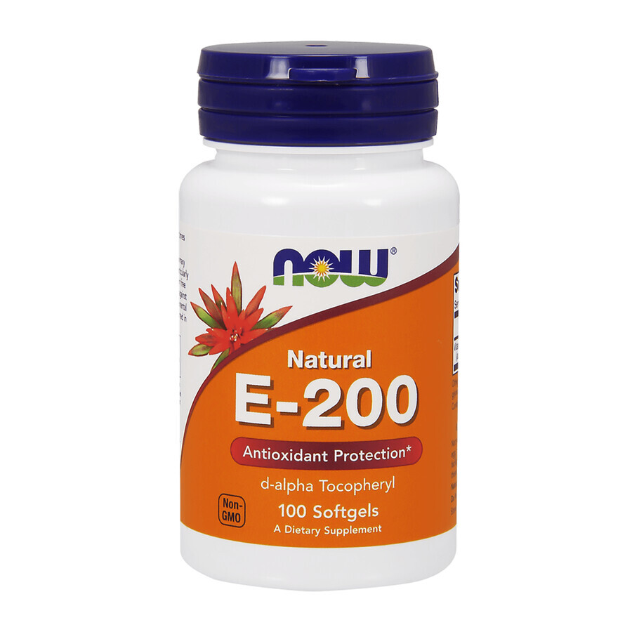 Now Foods Natural E-200, vitamine E, 100 gelcapsules