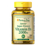 Puritans Pride, Vitamine D3 2000 IE, 200 capsules