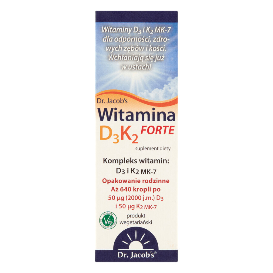 Vitamin D3+K2 Forte, drops, 20 ml, Dr. Jacob's