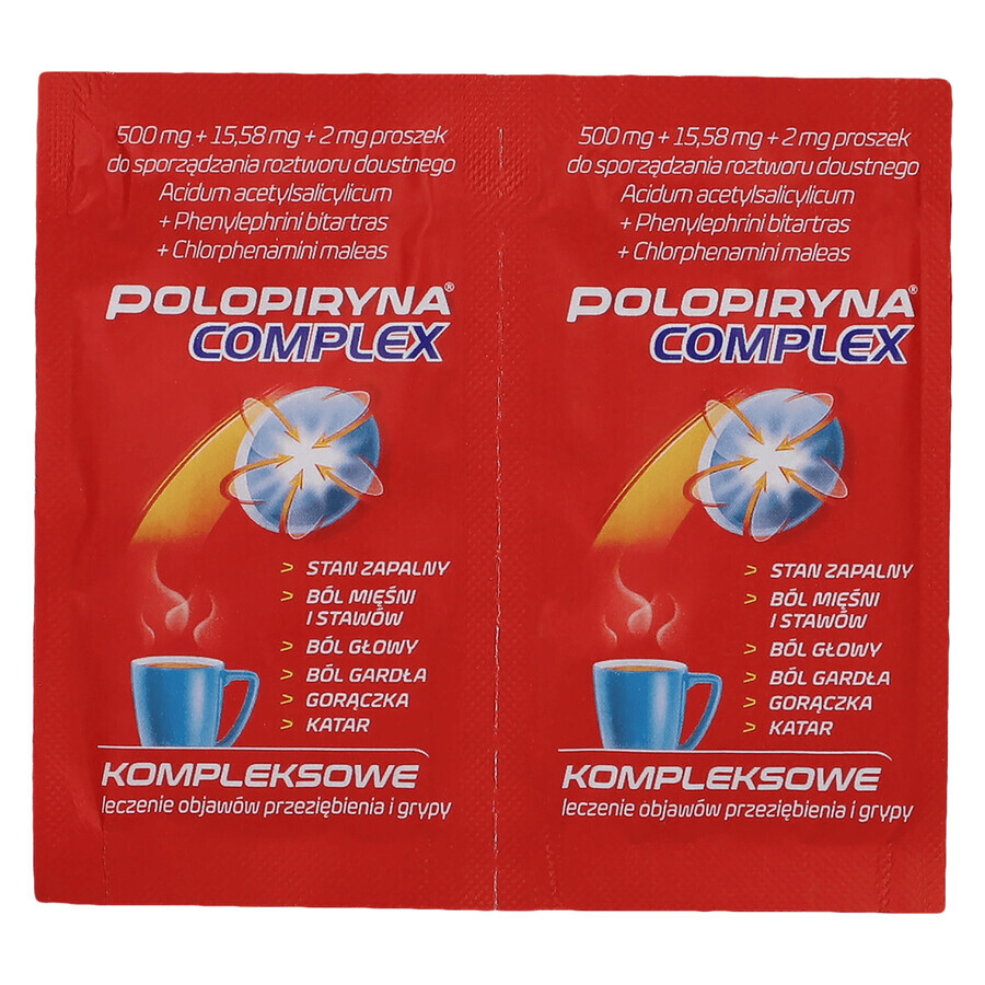 Polopyrin Complex 500 mg + 15,58 mg + 2 mg, 8 sachets