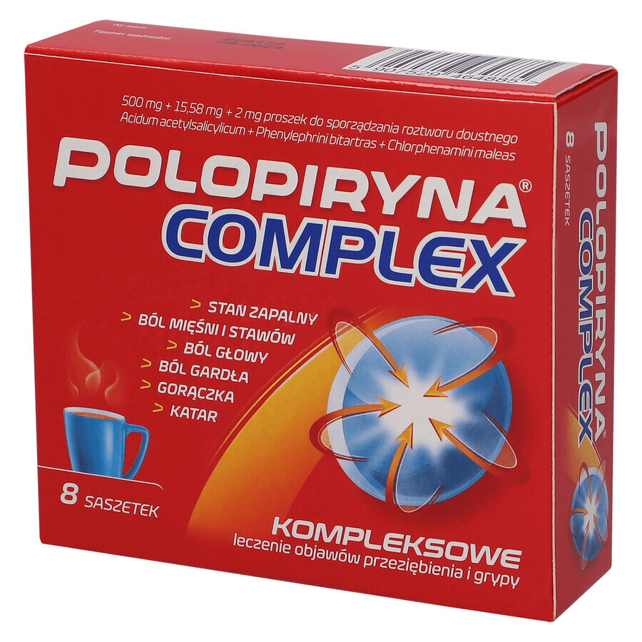 Polopyrin Complex 500 mg + 15,58 mg + 2 mg, 8 sachets