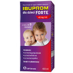 Ibuprom voor kinderen Forte 200 mg/ 5ml, orale suspensie vanaf 3 maanden, aardbeiensmaak, 100 ml