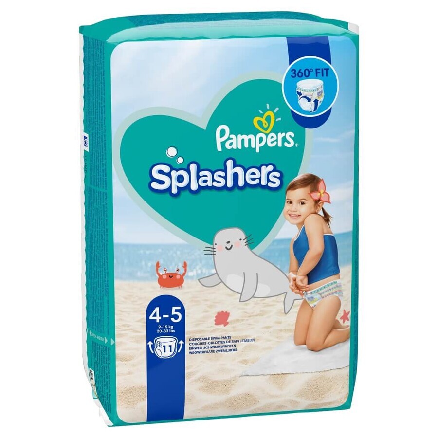 Pampers Splashers, zwemluiers, maat 4-5, 9-15 kg, 11 stuks