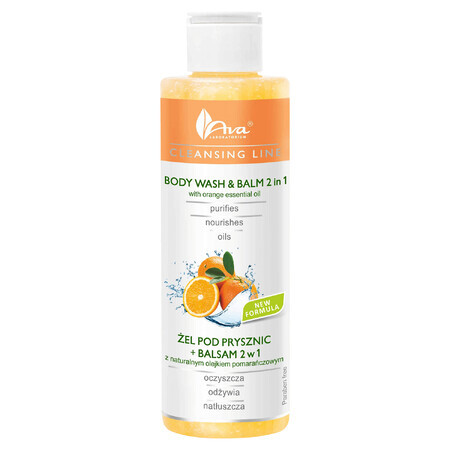 Ava Cleansing Line, shower gel + lotion 2 in 1 with natural orange oil, 200 ml