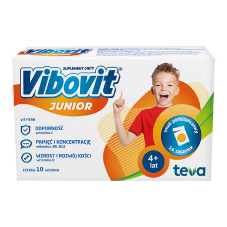 Vibovit Junior, for children aged 4-12 years, orange flavor, 14 sachets