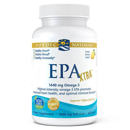 Nordic Naturals, EPA Xtra, Omega-3 1640 mg, citroen, 60 capsules