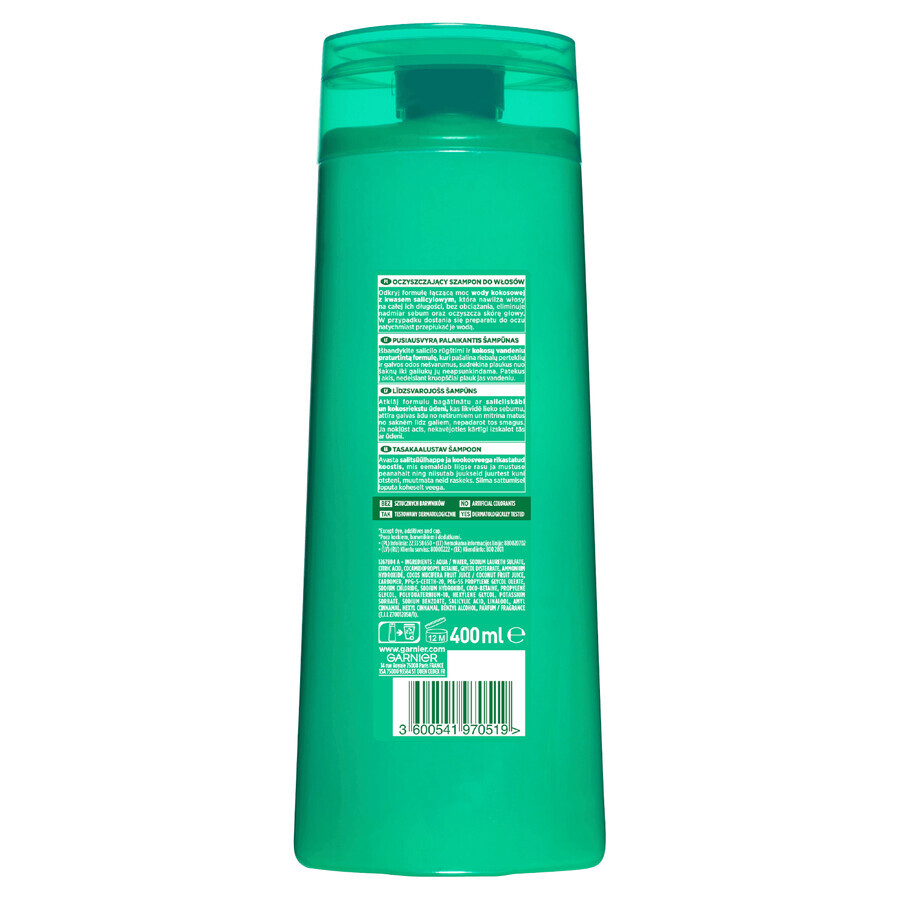 Garnier Fructis Hydra Fresh, Versterkende shampoo voor vet haar met droge punten, 400 ml