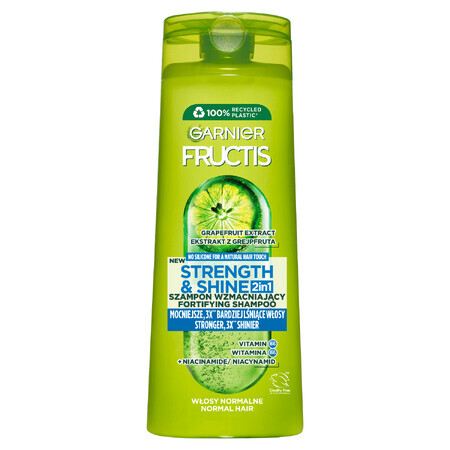 Garnier Fructis Stärke und Glanz, 2-in-1 Kräftigungsshampoo für normales Haar, 400 ml