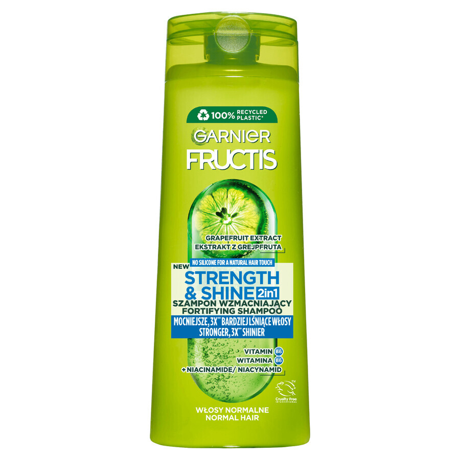 Garnier Fructis Stärke und Glanz, 2-in-1 Kräftigungsshampoo für normales Haar, 400 ml