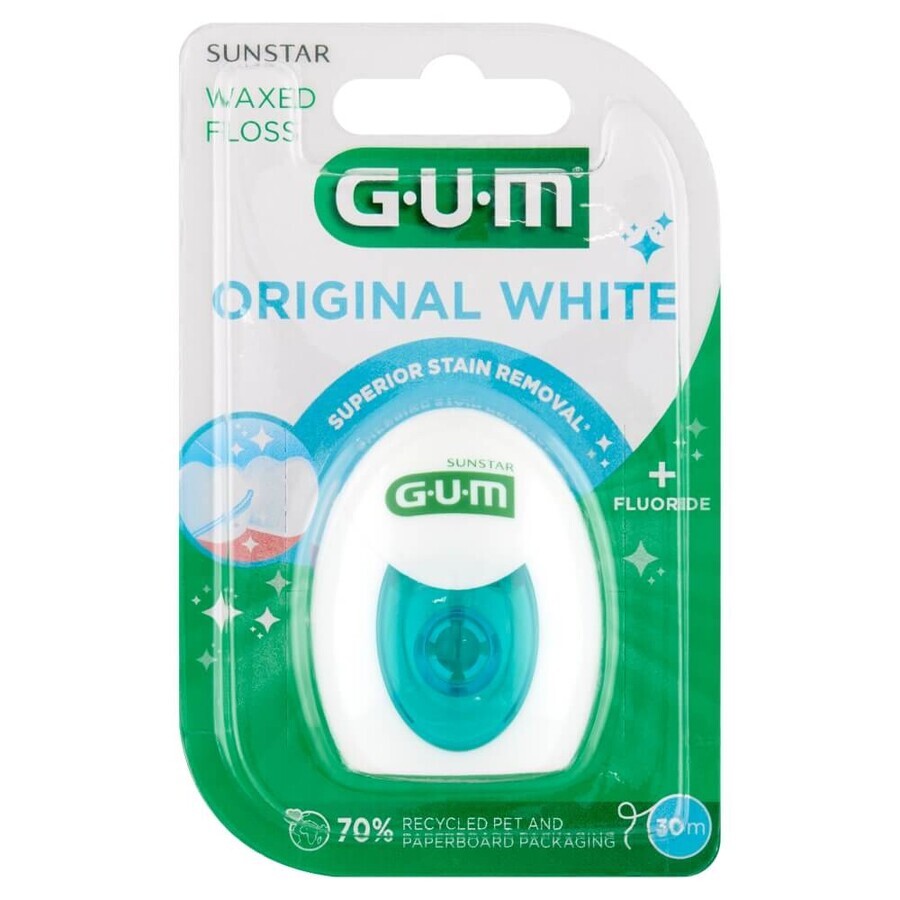 Sunstar Gum Original White, Zahnseide, gewachst, 30 m