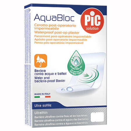 Pic Solution AquaBloc, postoperatieve pleisters, antibacterieel, waterbestendig, 5 cm x 7 cm, 5 stuks