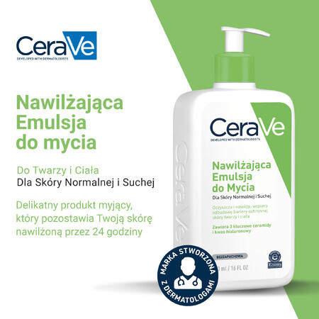 CeraVe, hydraterende reinigingsemulsie, normale en droge huid, 236 ml