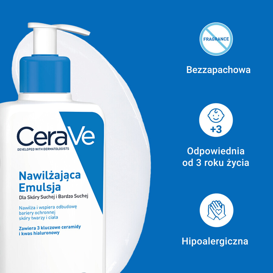 CeraVe, hydraterende emulsie met ceramiden, droge en zeer droge huid, 236 ml