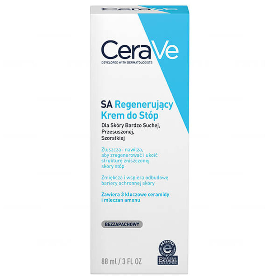 CeraVe SA, herstellende voetcrème met ceramiden, droge en zeer droge huid, 88 ml