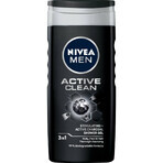 Nivea Men, Gel douche 3-en-1 pour le visage, le corps et les cheveux, Active Clean, 250 ml