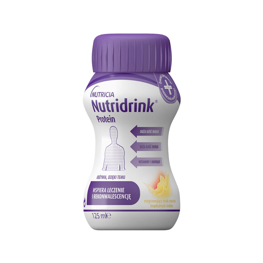 Nutridrink Protein, voedzaam, verwarmend tropisch fruit en gembersmaak, 4 x 125 ml