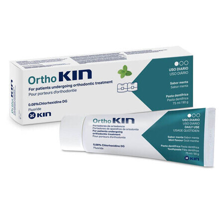 Kin Orthokin, dentifrice pour personnes portant un appareil dentaire, goût menthe, 75 ml