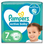 Pampers Active Baby, pañales, talla 7, 15+ kg, 40 unidades