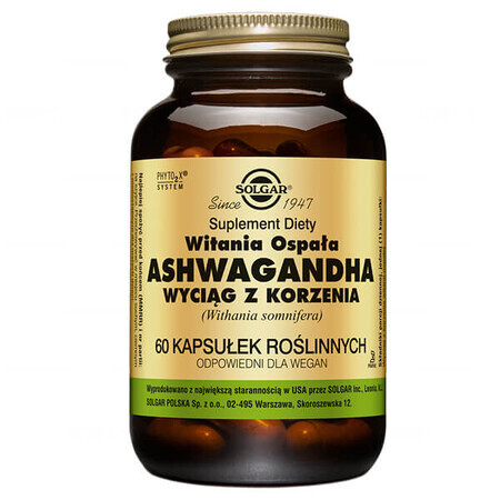 Solgar Vitania sluggard, ashwagandha, 60 gélules