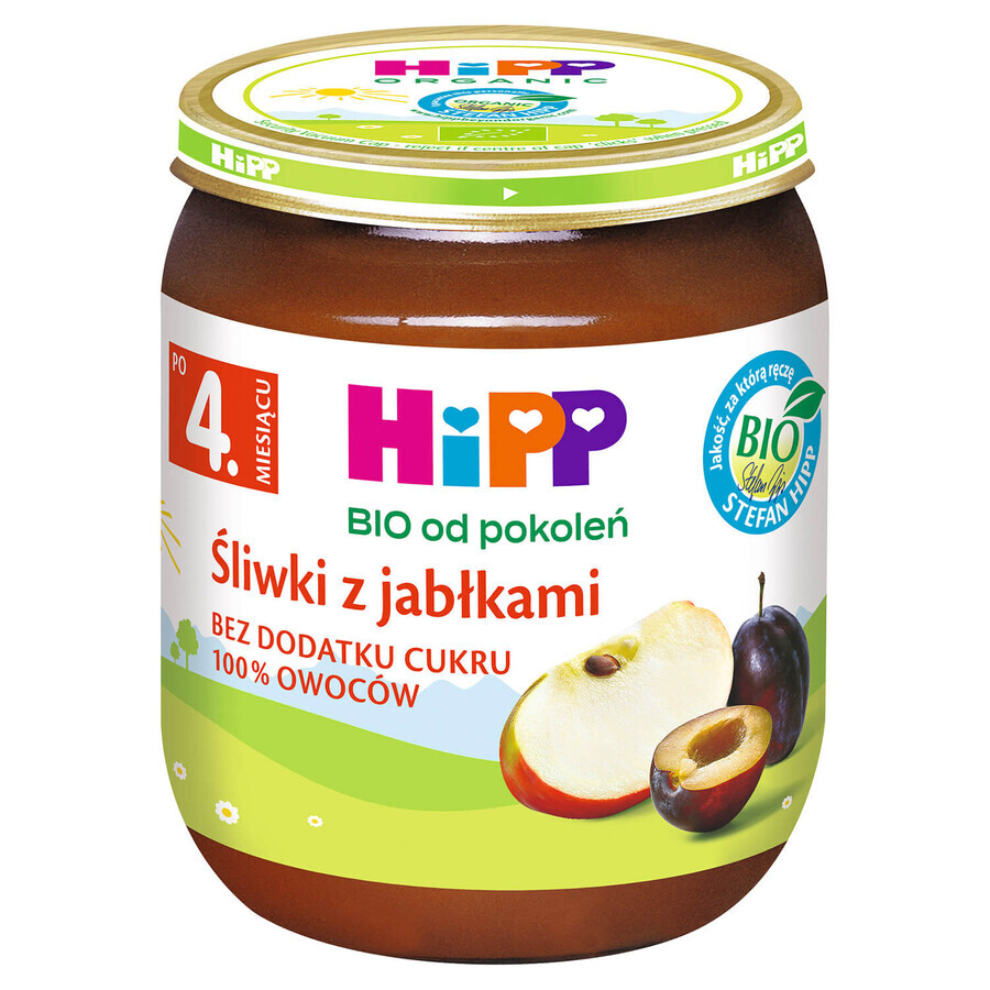 HiPP Owoce Bio, prunes et pommes, après 4 mois, 125 g