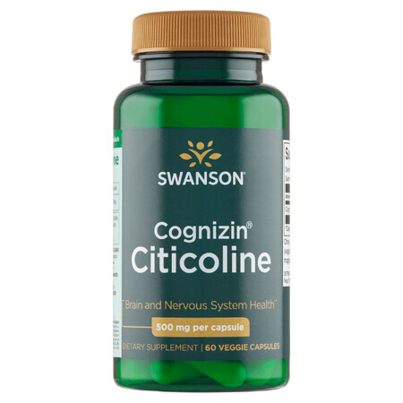 Swanson Cognizin Citicoline, Citicolin, 60 vegetarische Kapseln