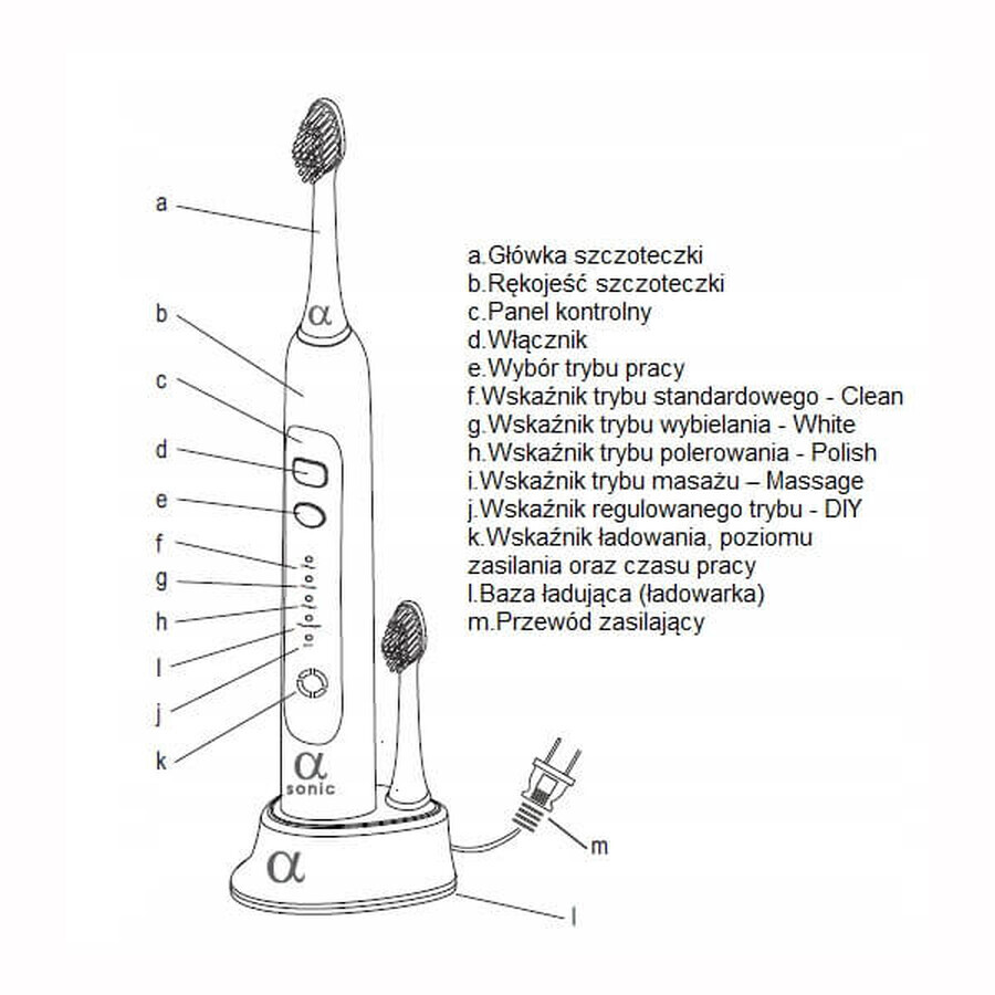 Alfa Sonic, sonische tandenborstel + 4 vervangende opzetstukken