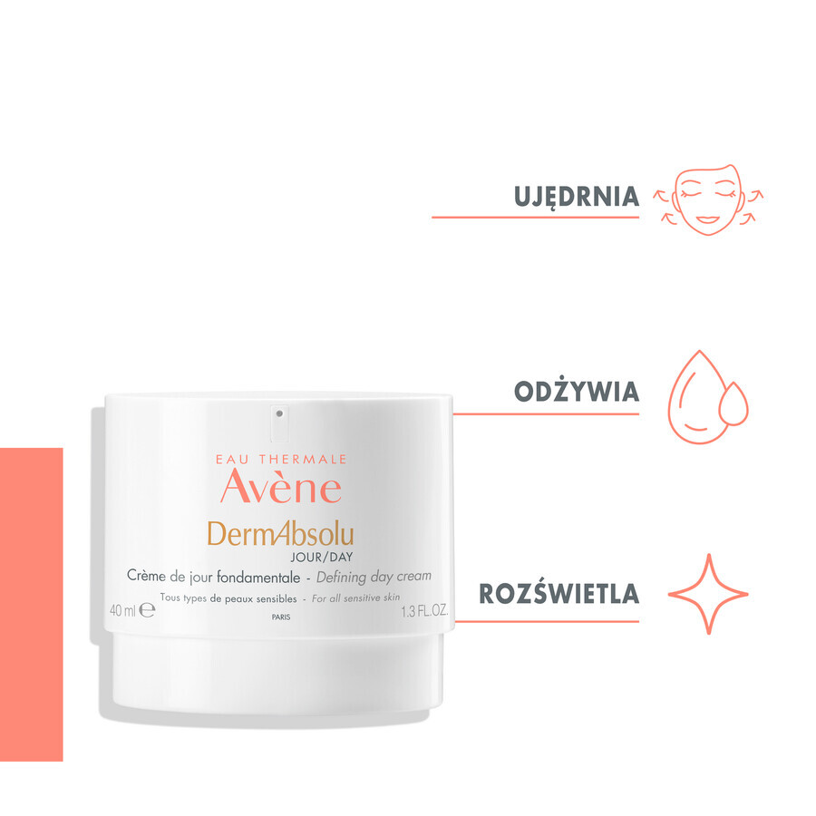 Avene DermAbsolu, crema remodelante ovalada para el rostro, de día, pieles sensibles y maduras, 40 ml