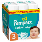 Pampers Active Baby, luiers, maat 3, 6-10 kg, 208 stuks