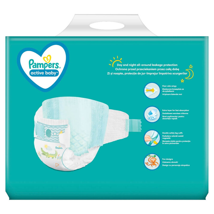 Pampers Active Baby, scutece, mărimea 4, 9-14 kg, 74 buc