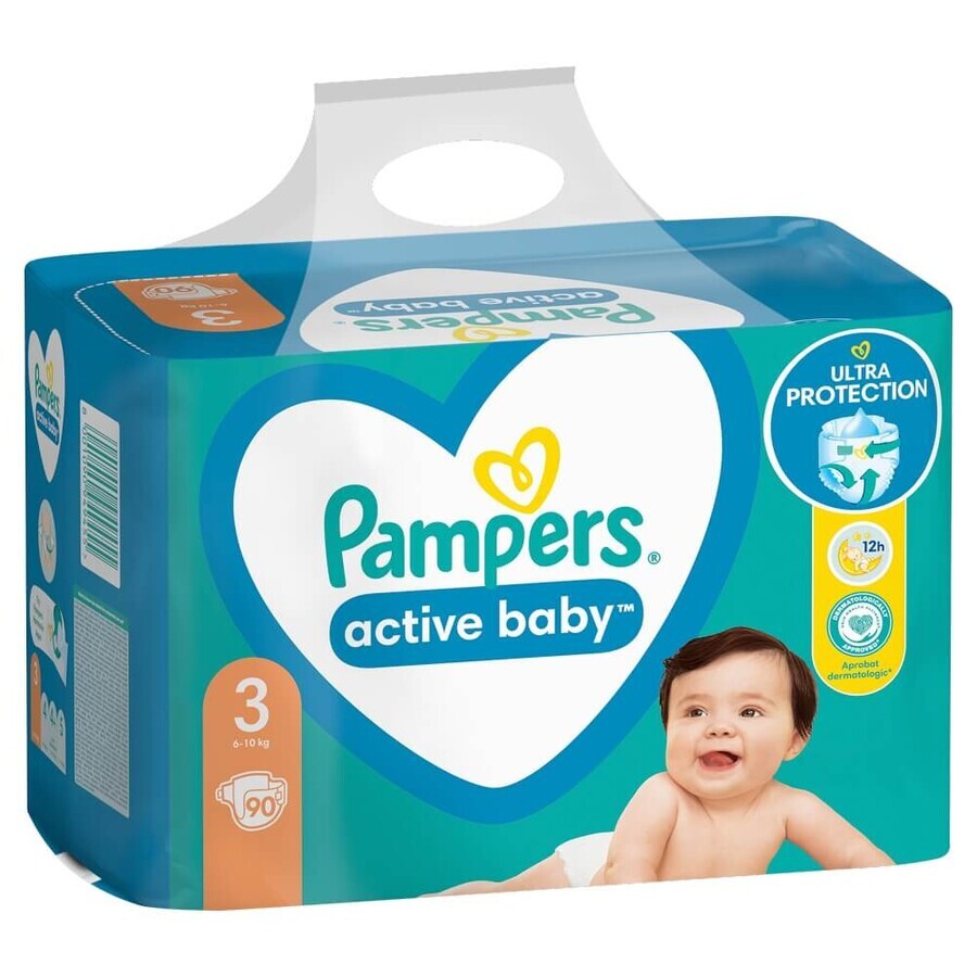 Pampers Active Baby, pañales, talla 3, 6-10 kg, 90 piezas