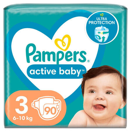 Pampers Active Baby, pañales, talla 3, 6-10 kg, 90 piezas